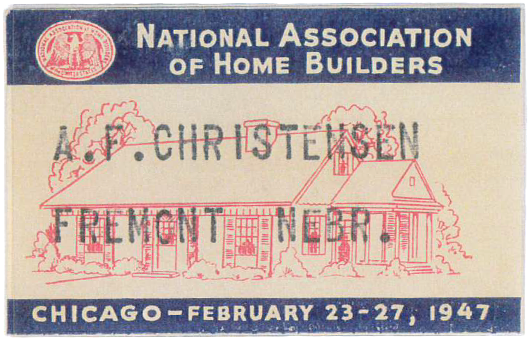 Alfred Christensen's ticket to the National Association of Home Builders Conference in Chicago, Illinois over November 23-27, 1947
